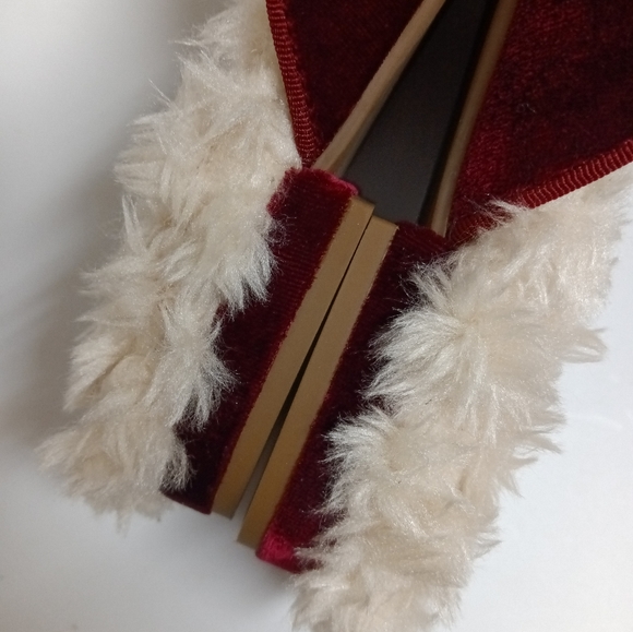 Birdies | The Phoebe Crushed Velvet Bow House Slippers in Burgundy Womens Size 6 - Picture 13 of 16